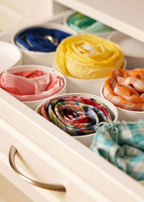 How to store rolled silk scarves