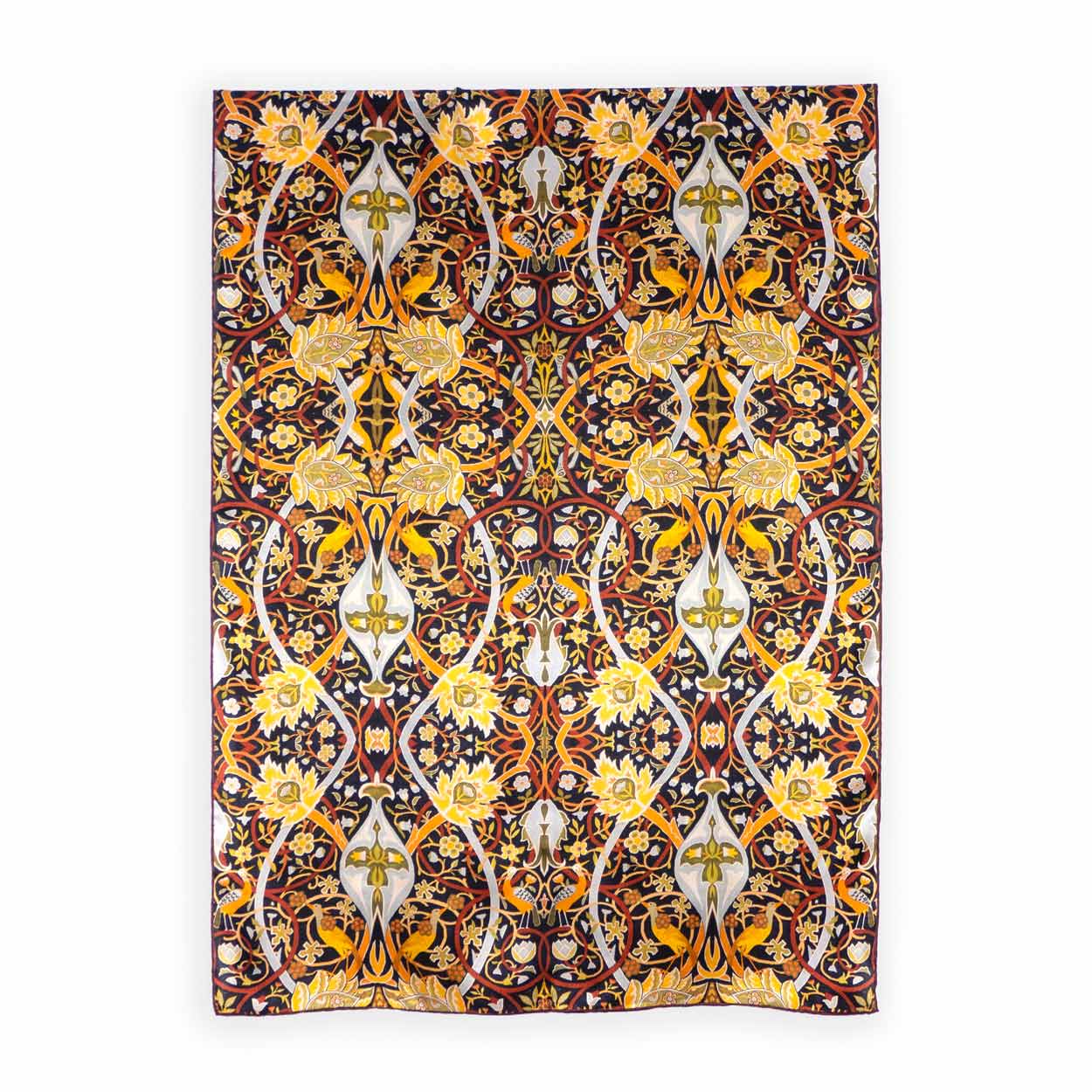 Long floral silk scarf inspired by art nouveau