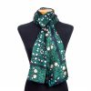 Green silk scarf with art nouveau print