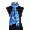 Blue silk scarf with islamic geometry pattern designed by Aziza Iqbal