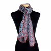 Islamic art print silk scarf with blue, black and red colors