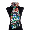 orange, green and black silk scarf inspired by Alhambra tiles