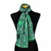 Green silk scarf with geometric print inspired by Turkish art