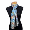 Multicolor silk scarf with geometric print inspired by Moorish mosaic tiles from Marrakech