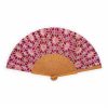 Pink silk fan inspired by islamic art tiles from the Alhambra of Granada