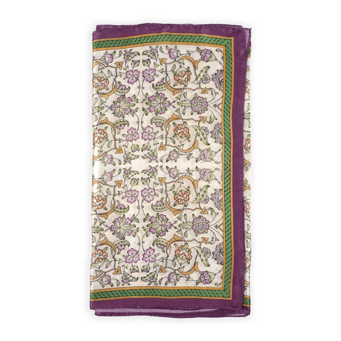 Beige and Purple Silk Scarf